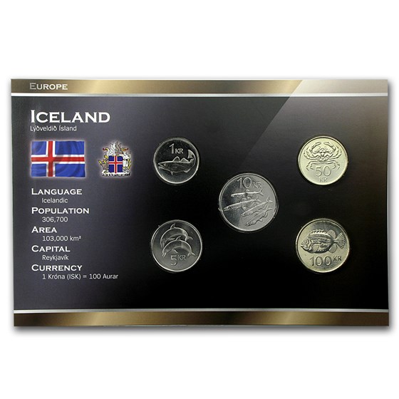 Iceland 1-100 Kronur Coin Set Unc Iceland 1-100 Kronur Coin Set Unc